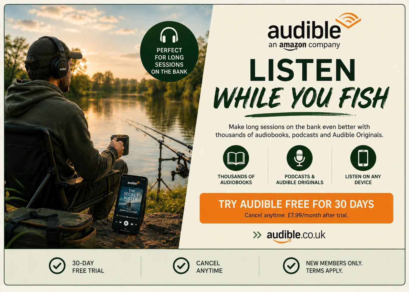 Listen while you fish with Audible