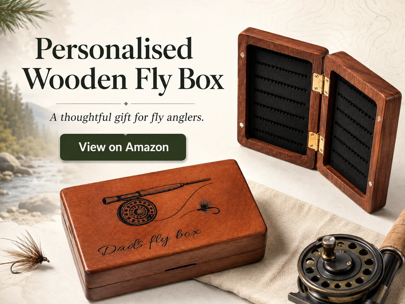 Personalised wooden fly box