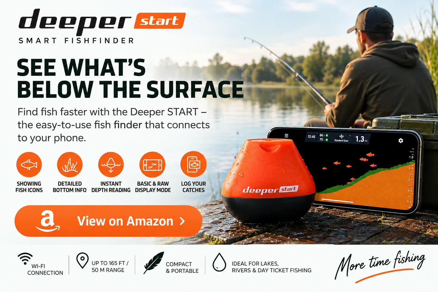Deeper START Smart Fish Finder with smartphone sonar display