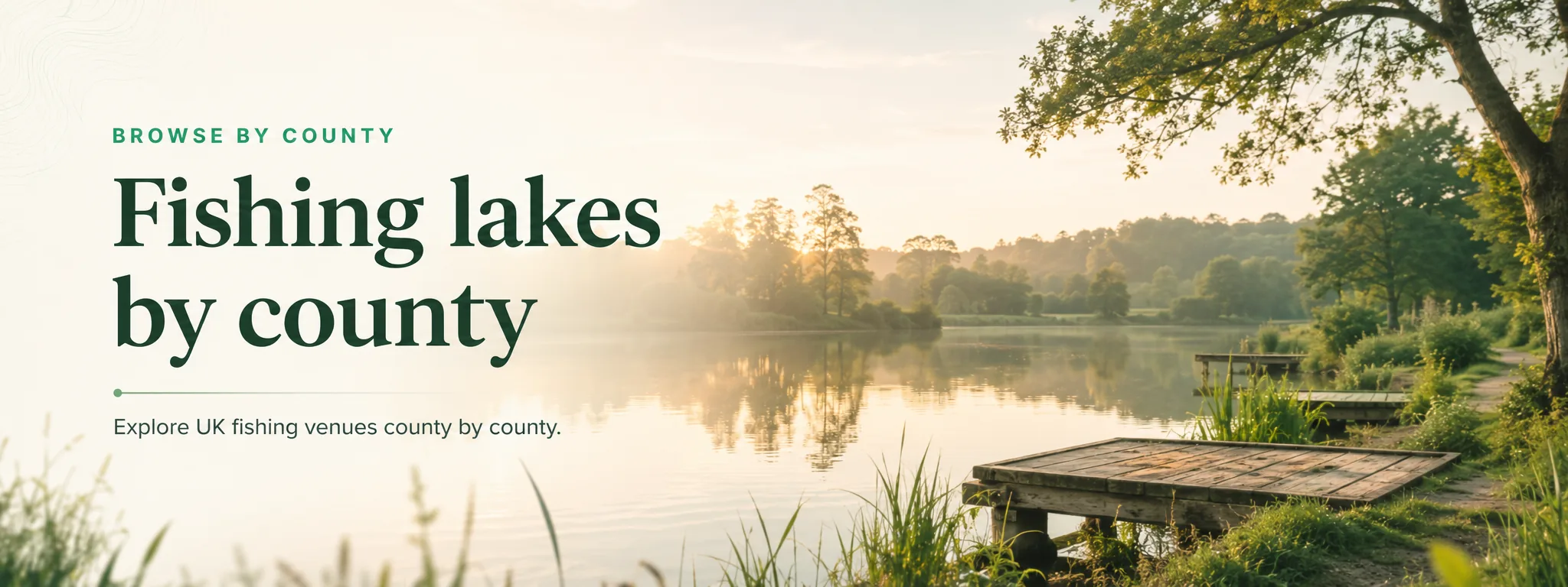 Fishing lakes by county banner